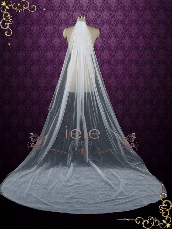 Minimalist Two-Tier Cathedral Length Tulle Veil