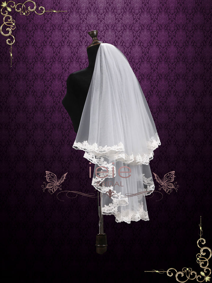 Short Lace Bridal Veil with Blusher VG1026