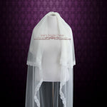 Two Tier Cathedral Length Eye Lash Lace Edge Veil VG1028