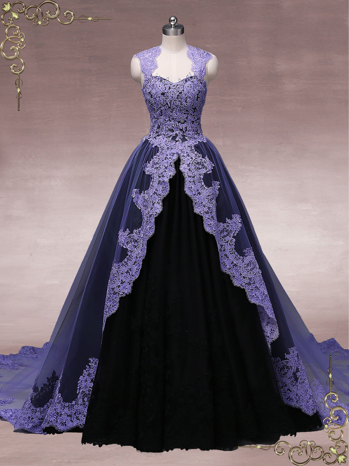 Ready to Wear Unique Purple Black Ball Gown Wedding Dress OCTOBER