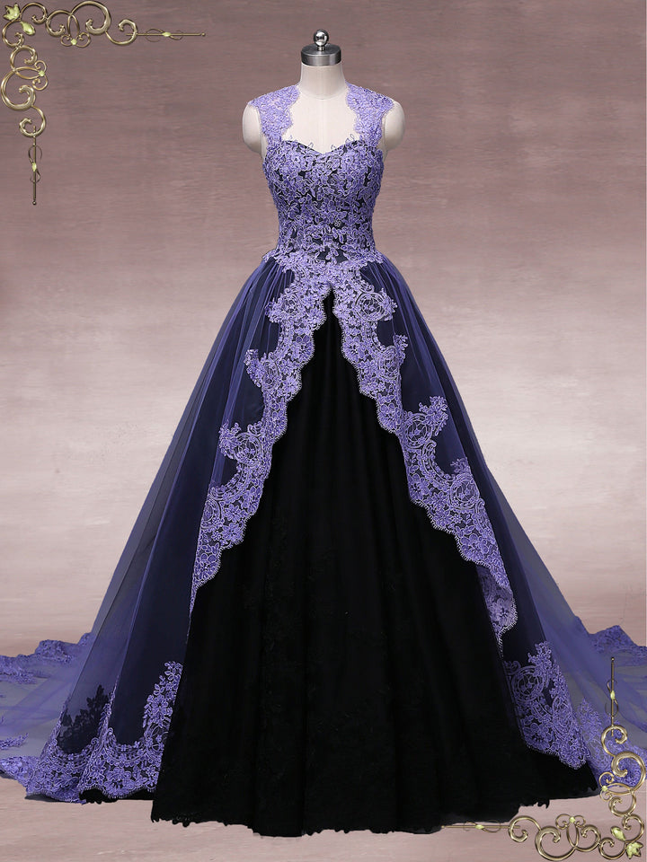 Ready to Wear Unique Purple Black Ball Gown Wedding Dress OCTOBER