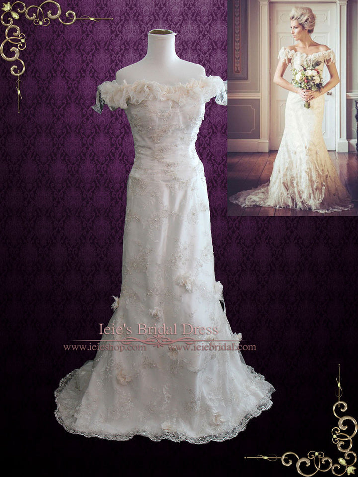 unique vintage wedding dress Dresses Fabricated with exquisite one of a kind lace embroidered in silver threads and accented with pearls beadings Vintage Boho Lace Wedding Dress