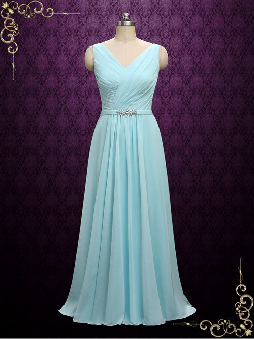 Chiffon V Neck Chiffon Bridesmaid Dress | A8