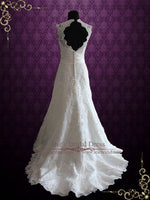 Vintage Style Lace Wedding Dress with V Neck RAYNIA