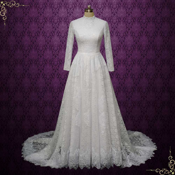 English Modest Lace Wedding Dress with Sleeves | EMMELINE ieie English Modest Lace Wedding Dress with Sleeves | EMMELINE ieie