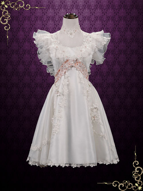 Vintage Victorian Style Short Lace Wedding Dress