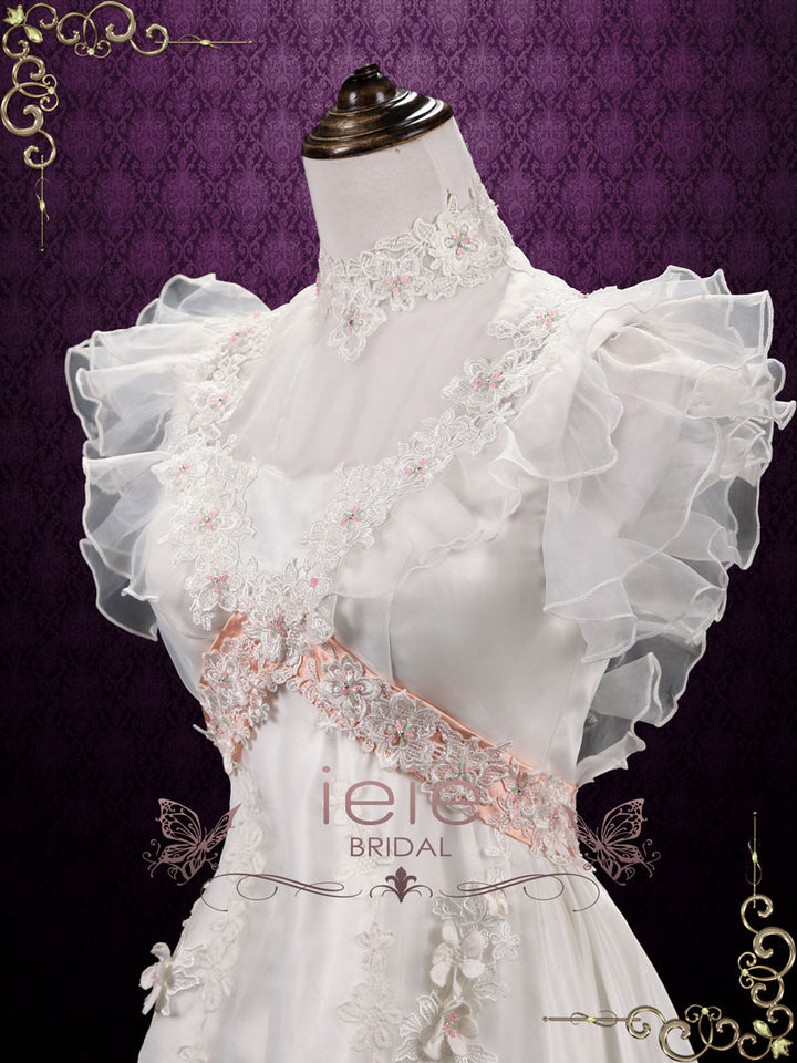 Vintage Victorian Style Short Lace Wedding Dress | Alma