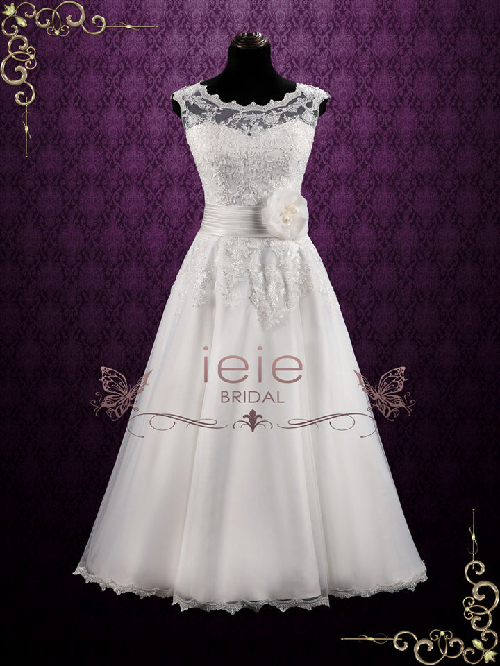 wedding dresses ankle length Vintage Inspired Ankle Length Lace Wedding Dress