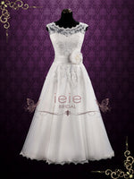 Vintage Inspired Ankle Length Lace Wedding Dress | Clarin