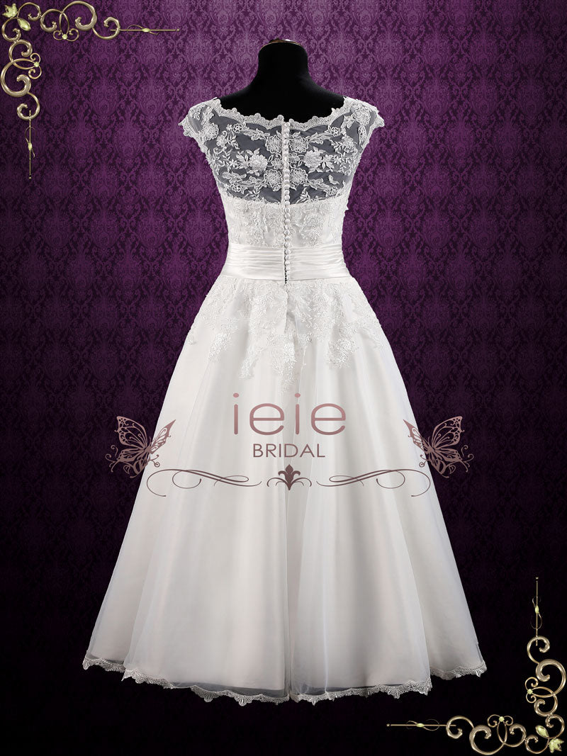 Vintage Inspired Ankle Length Lace Wedding Dress