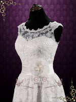 Vintage Inspired Ankle Length Lace Wedding Dress | Clarin