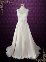 V Neck Silk Chiffon Grecian Beach Wedding Dress | Annmarie