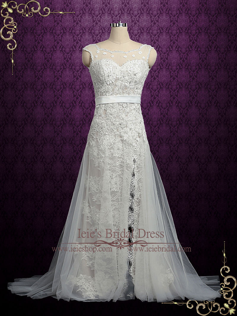 Vintage Lace Wedding Dress with Side Slit | Maria