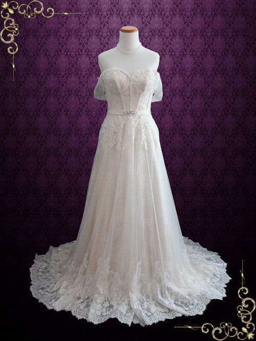 Vintage Light Lace Wedding Dress with Off Shoulder  Straps DANI