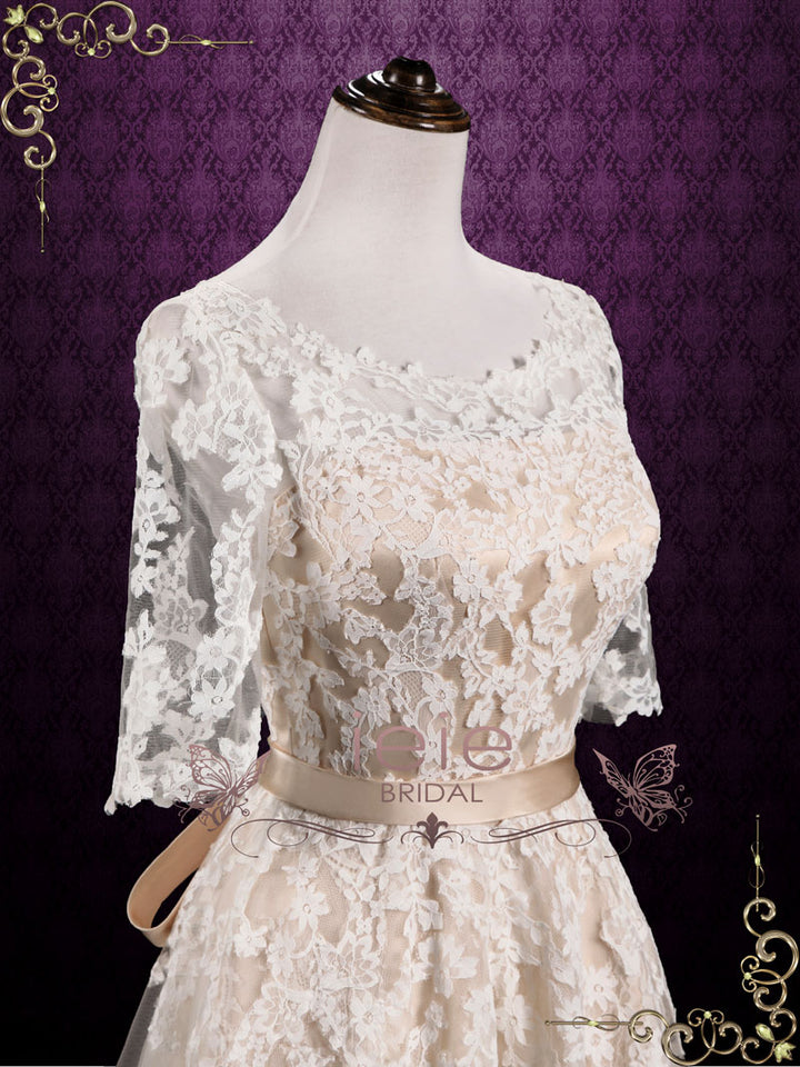Vintage Lace Wedding Dress with Lace Sleeves ASHTON