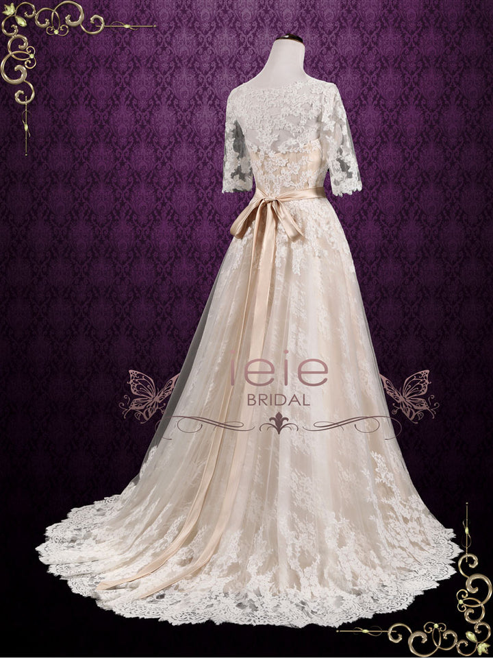 Vintage Lace Wedding Dress with Lace Sleeves ASHTON