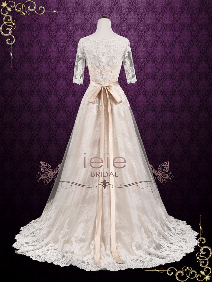 Vintage Lace Wedding Dress with Lace Sleeves ASHTON