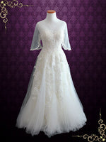 Ready to Wear Vintage Lace Tulle Wedding Dress with Half Sleeves SOPHIA