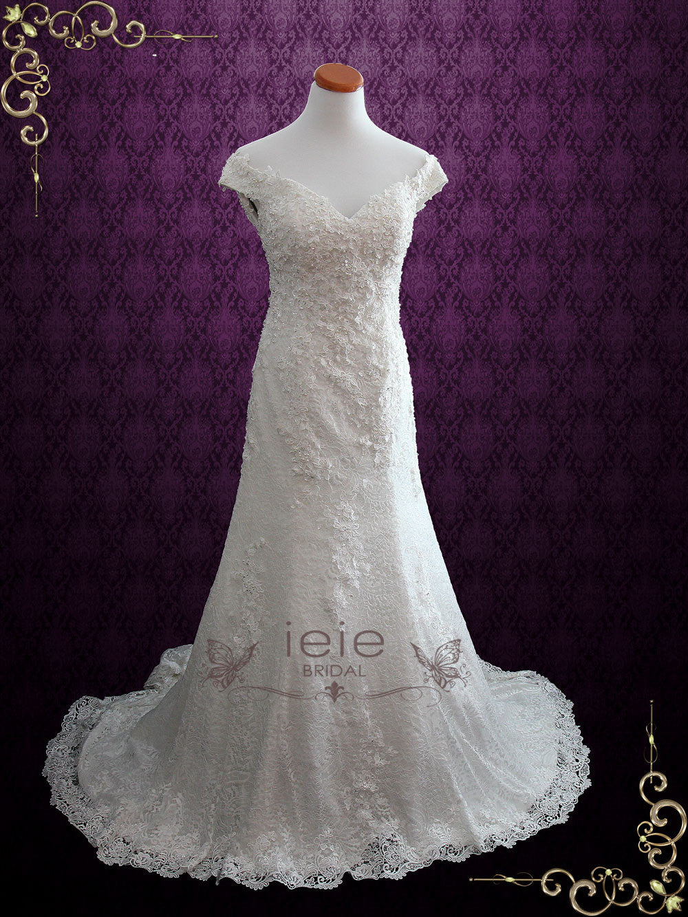 Vintage Lace Fit and Flare Wedding Dress | Andrey – ieie Bridal