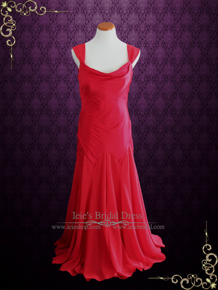 1920s Vintage Inspired Red Long Wedding Dress JORDAN