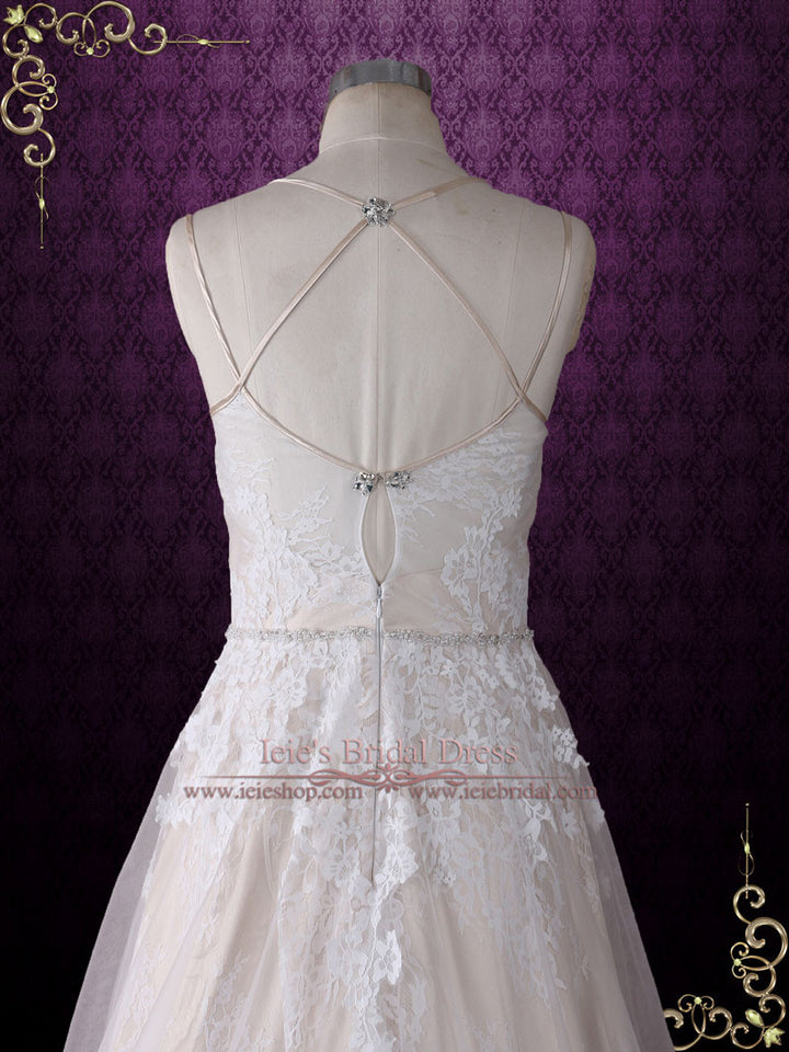 Vintage Style Lace Wedding Dress with Thin Straps | Beth