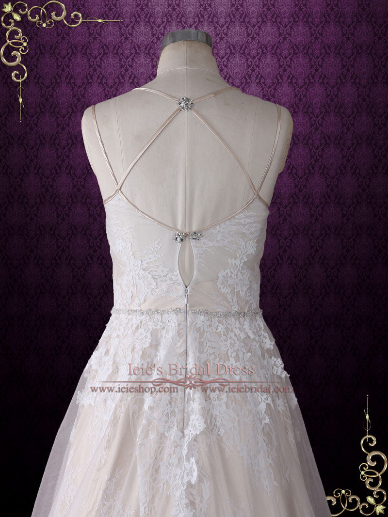 Size 8 Vintage Style Lace Wedding Dress with Thin Straps | Beth