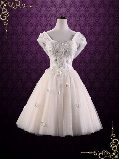 Vintage Inspired Short Tea Length Lace Wedding Dress | Rosie
