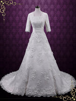 Ready to Wear Modest Lace A-line Wedding Dress with Sleeves AGNES