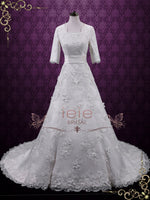 Ready to Wear Modest Lace A-line Wedding Dress with Sleeves AGNES