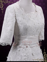 Ready to Wear Modest Lace A-line Wedding Dress with Sleeves AGNES