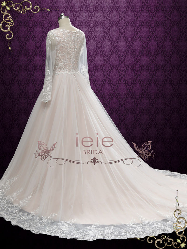Vintage Lace Wedding Dress with Nude Colored Lining BEATRICE