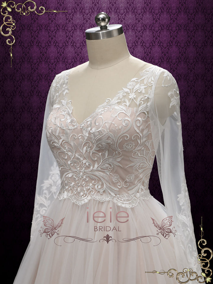Vintage Lace Wedding Dress with Nude Colored Lining BEATRICE
