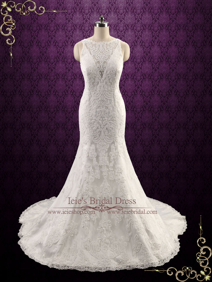 Exquisite Lace Fit and Flare Wedding Dress with Illusion Neckline JAMIE