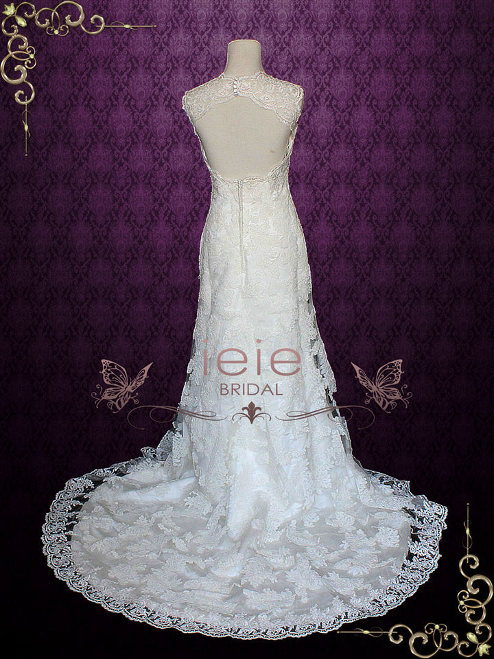 Slim A-line Lace Keyhole Back Wedding Dress made with Exquisite Lace Details. ieie Slim A-line Lace Keyhole Back Wedding Dress made with Exquisite Lace Details. ieie