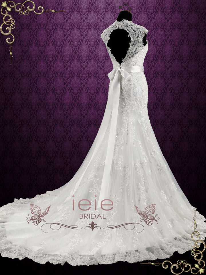Vintage Style Lace Keyhole Back Wedding Dress AUDEN ieie Vintage Style Lace Keyhole Back Wedding Dress AUDEN ieie