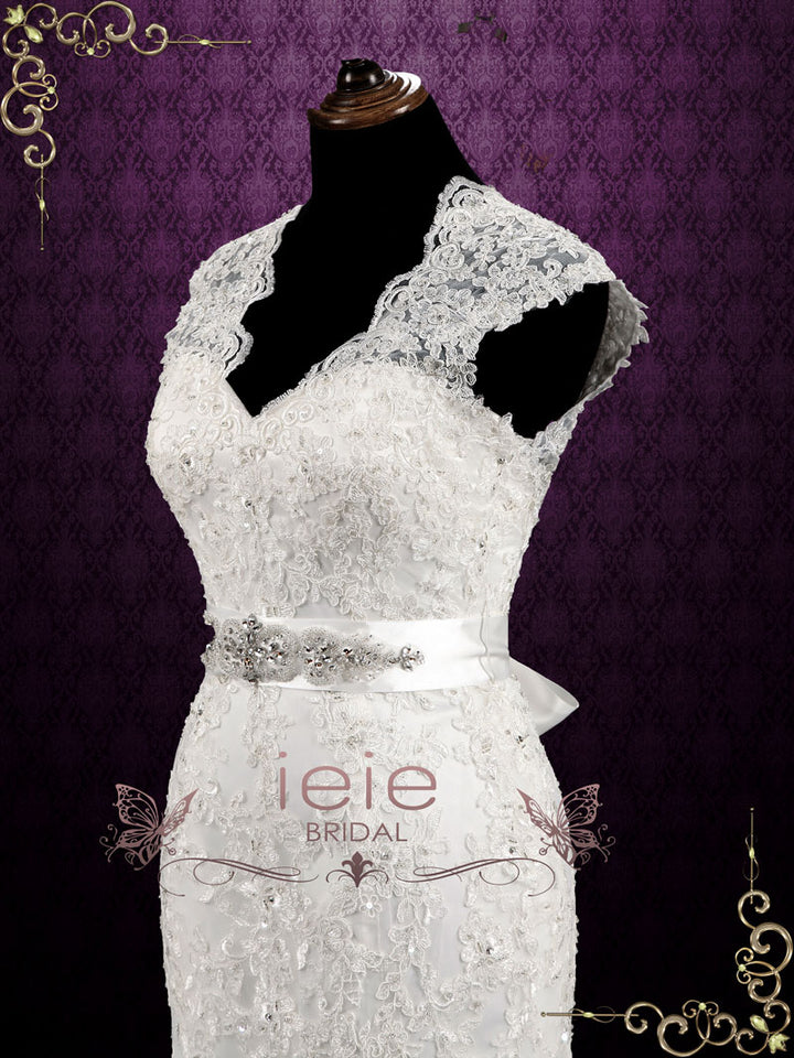 Vintage Style Lace Keyhole Back Wedding Dress AUDEN