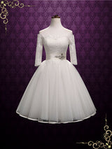 Vintage Style Short Off Shoulder Lace Wedding Dress SHELLY