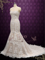 Strapless Vintage Lace Wedding Dress | Valeriya
