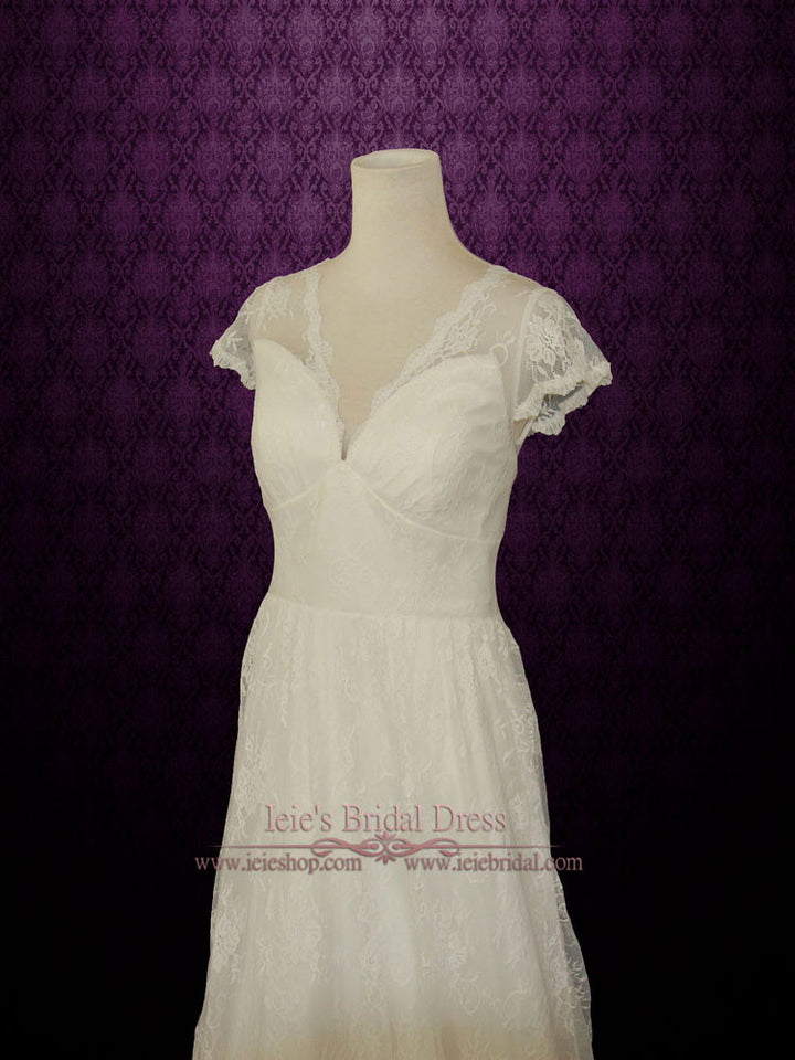 Ready to Ship Vintage Lace Wedding Dress with V Neck ANA