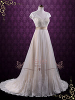 Vintage Lace Wedding Dress with Cap Sleeves LINDEN