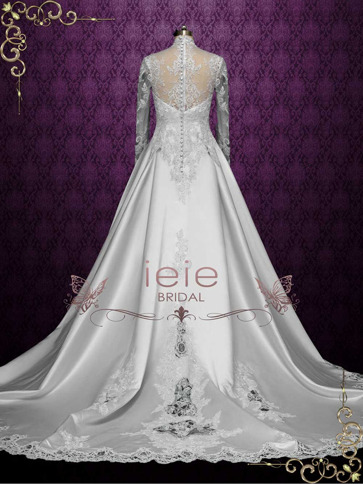 Vintage Style Long Sleeves Lace Wedding Dress EYDIS