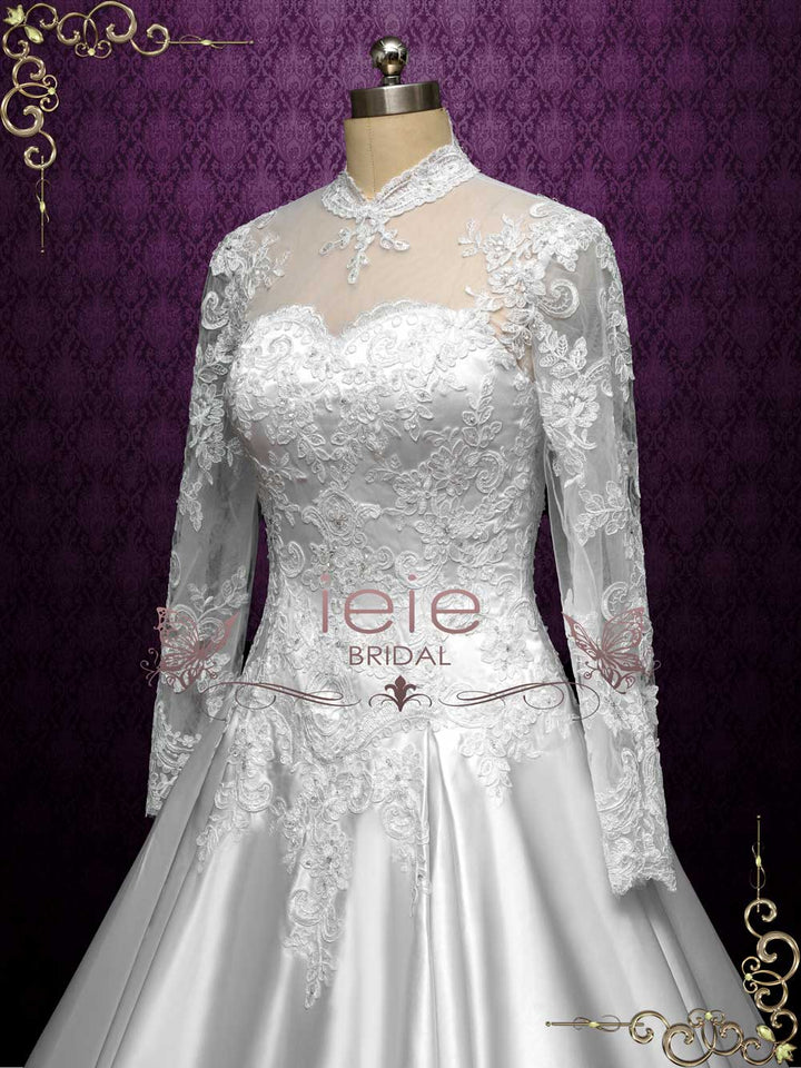 Vintage Style Long Sleeves Lace Wedding Dress EYDIS