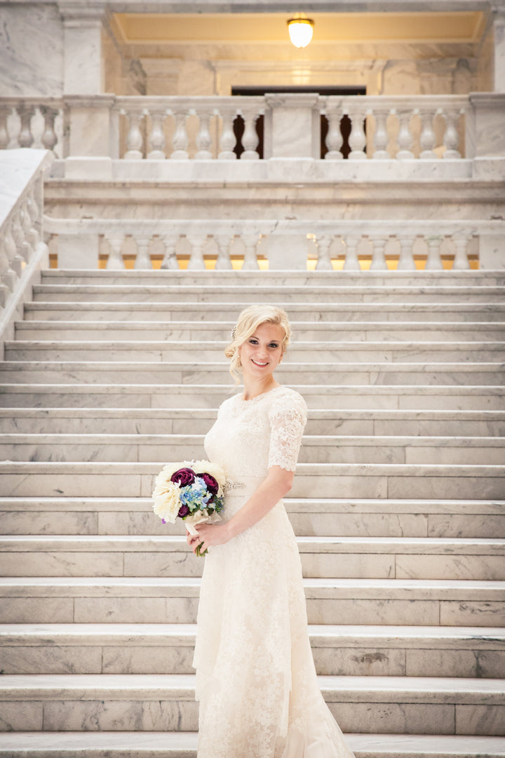 Modest Wedding Dress with Sleeves Vintage Lace LAURA