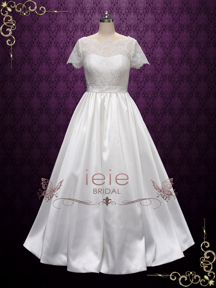 Vintage Short Sleeves Lace Wedding Dress | Alecta