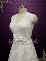 Vintage Lace Wedding Dress with V Neckline | Ashlyn