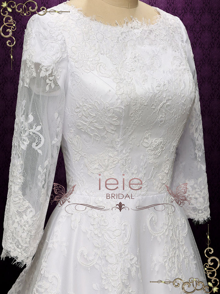 Vintage Style Modest Lace Wedding Dress OLIE