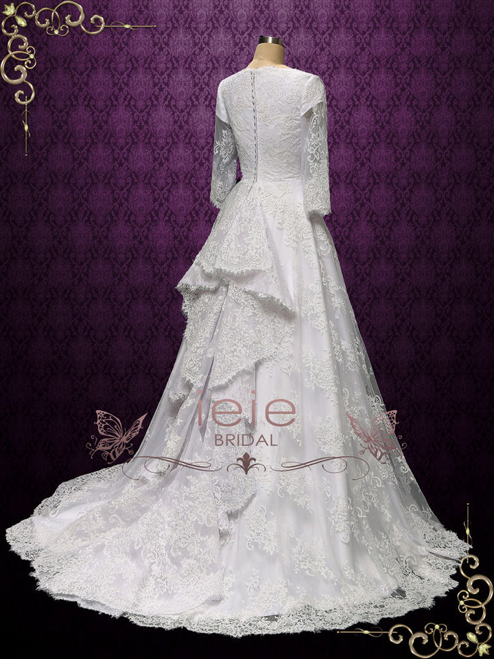 Vintage Style Modest Lace Wedding Dress OLIE