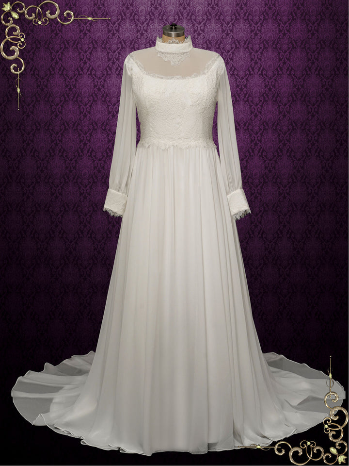 Vintage Style Chiffon Victorian Wedding Dress LUELLA