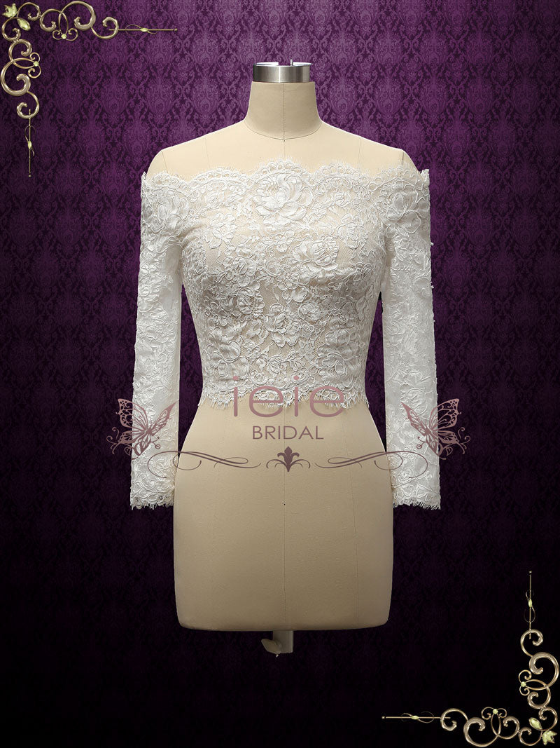 lace shrug for wedding dress dark ivory (natural) and black Plus Wedding Jackets Appliques Bridal