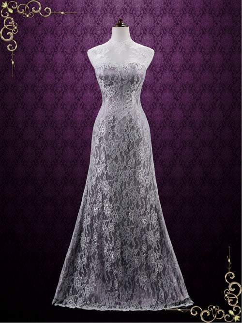 Vintage Purple Lace Wedding Dress with Keyhole Back | LUCY